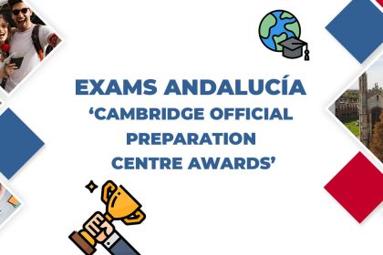 Cartel oficial de la gala Cambridge Official Preparation Centre Awards 2025, con un trofeo dorado y el lema “Certificando el éxito”.